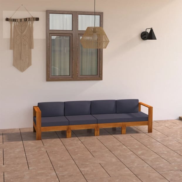 4-seater Garden Sofa With Dark Grey Cushions Acacia Wood Image 2