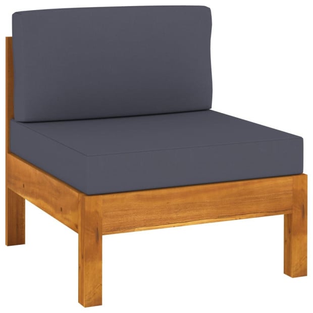 6 Piece Garden Lounge Set With Dark Grey Cushions Acacia Wood Image 3