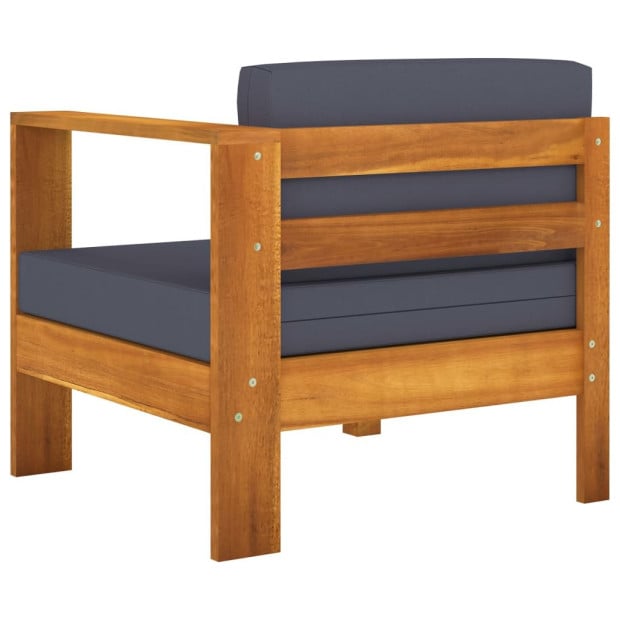 6 Piece Garden Lounge Set With Dark Grey Cushions Acacia Wood Image 6