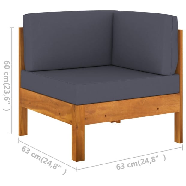 6 Piece Garden Lounge Set w/ Dark Grey Cushions Acacia Wood Image 11