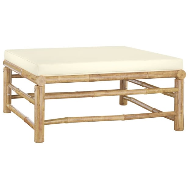 4 Piece Garden Lounge Set With Cream White Cushions Bamboo Image 7