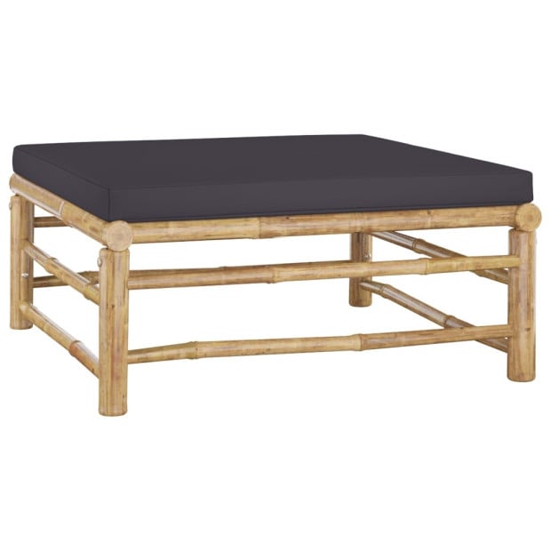 5 Piece Garden Lounge Set With Dark Grey Cushions Bamboo Image 7