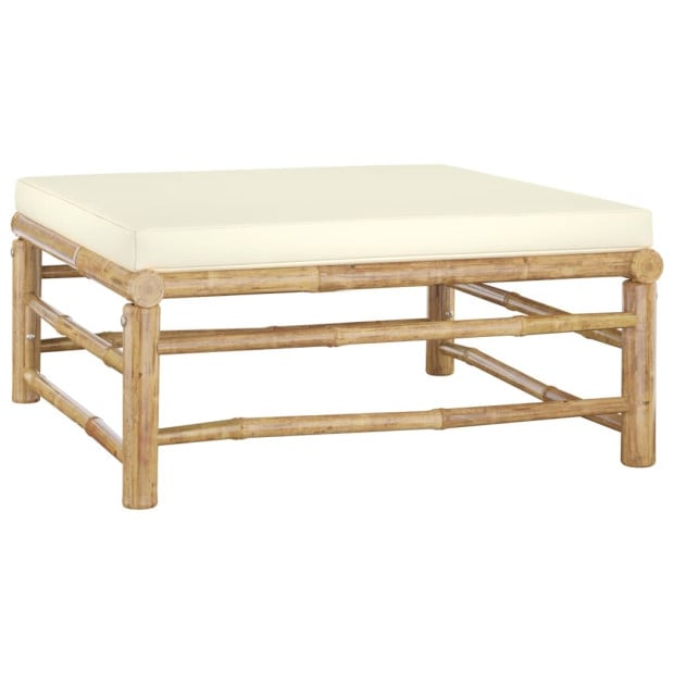5 Piece Garden Lounge Set w/ Cream White Cushions Bamboo Image 7