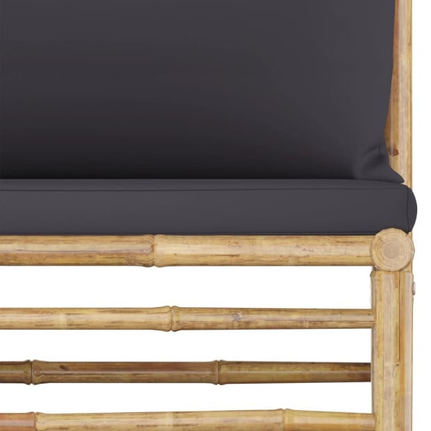 5 Piece Garden Lounge Set w/ Dark Grey Cushions Bamboo Image 6