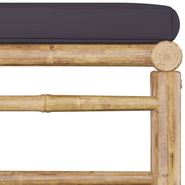5 Piece Garden Lounge Set w/ Dark Grey Cushions Bamboo Image 8