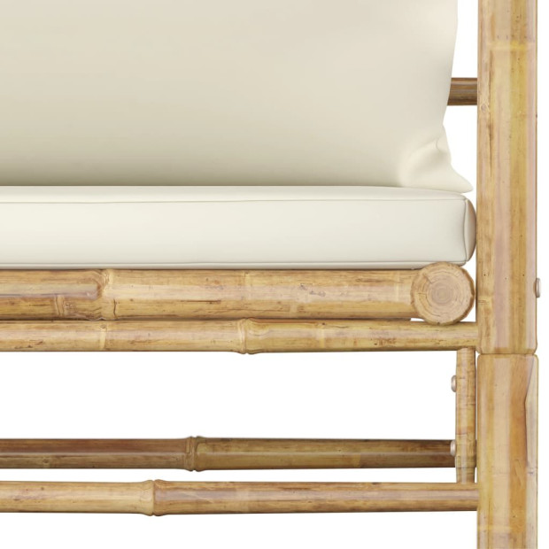 6 Piece Garden Lounge Set With Cream White Cushions Bamboo Image 10