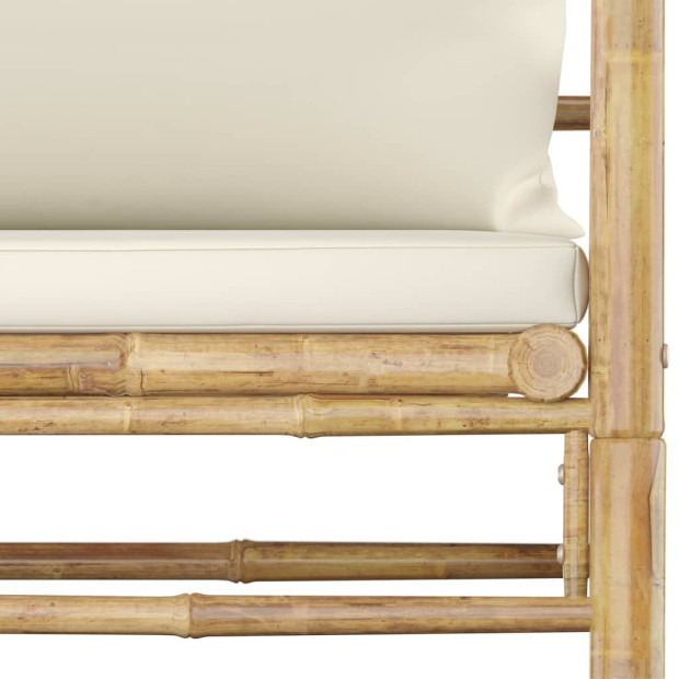 7 Piece Garden Lounge Set With Cream White Cushions Bamboo Image 10