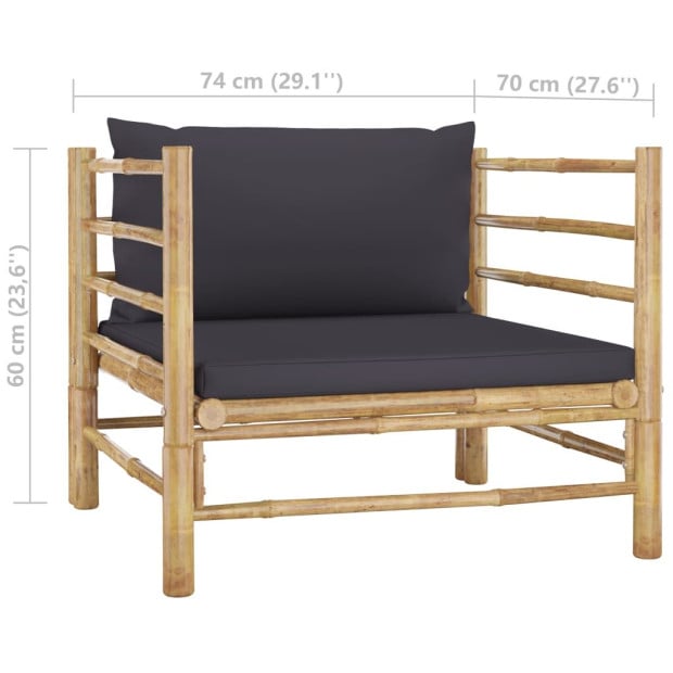 7 Piece Garden Lounge Set With Dark Grey Cushions Bamboo Image 11