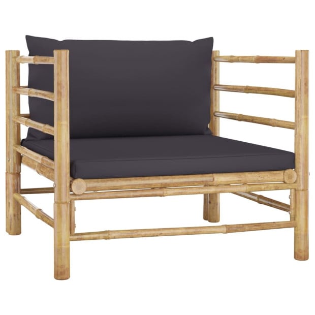 7 Piece Garden Lounge Set With Dark Grey Cushions Bamboo Image 6