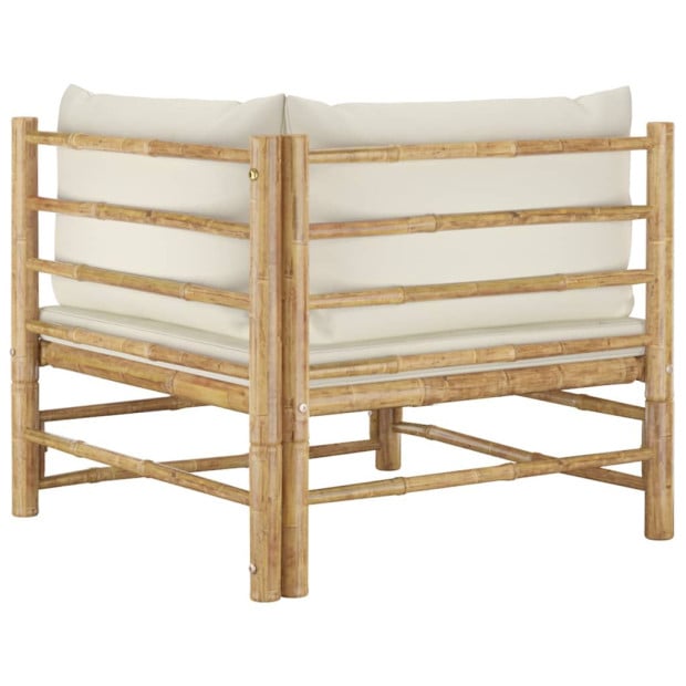 2 Piece Garden Lounge Set With Cream White Cushions Bamboo Image 5
