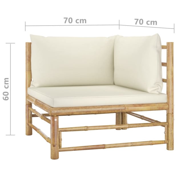 2 Piece Garden Lounge Set With Cream White Cushions Bamboo Image 7