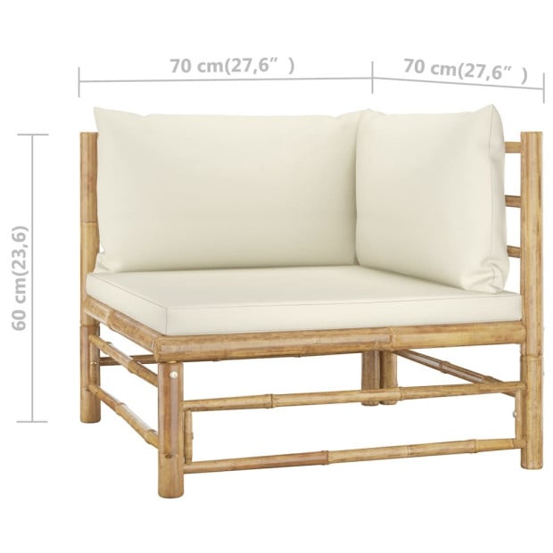 4 Piece Bamboo Garden Lounge Set With Cream White 6 Back Cushions Image 7
