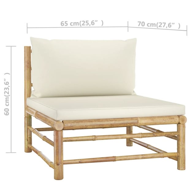 4 Piece Bamboo Garden Lounge Set With Cream White 6 Back Cushions Image 8