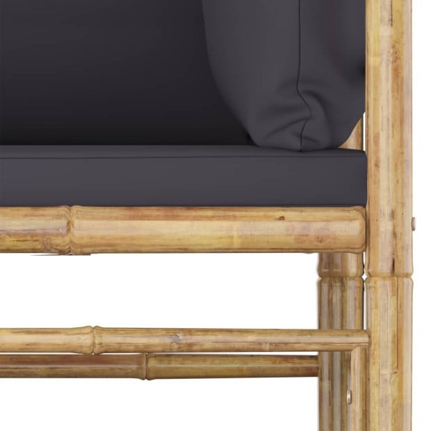 6 Piece Garden Lounge Set w/ Dark Grey Cushions Bamboo Image 6