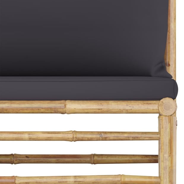6 Piece Garden Lounge Set w/ Dark Grey Cushions Bamboo Image 8