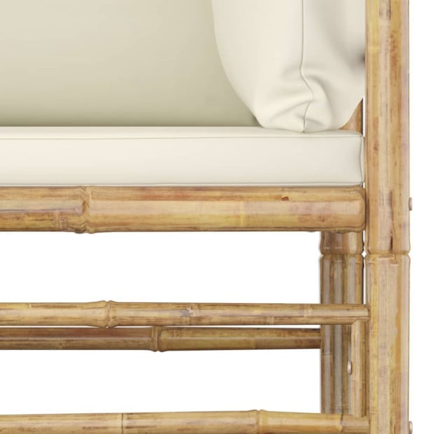 8 Piece Bamboo Garden Lounge Set w/ Cream White Cushions Image 4
