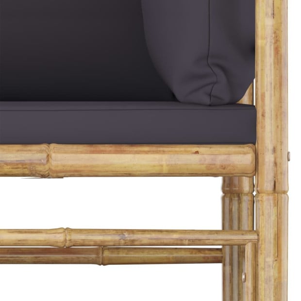 8 Piece Garden Lounge Set w/ Dark Grey Cushions Bamboo Image 6