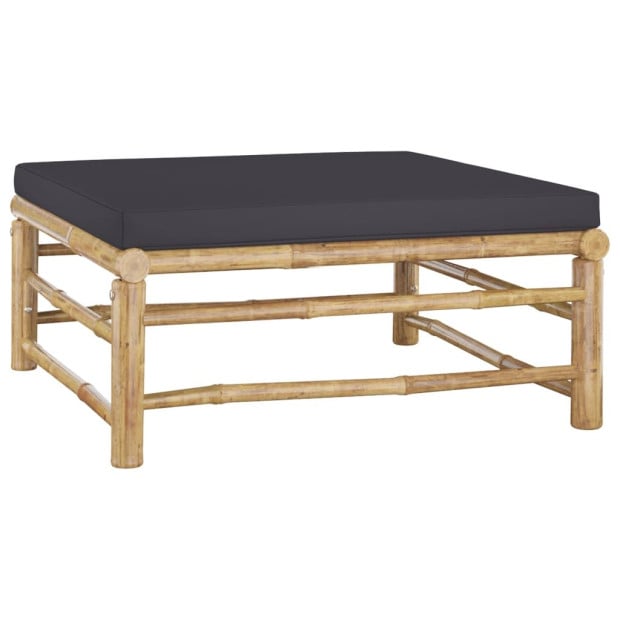 8 Piece Garden Lounge Set w/ Dark Grey Cushions Bamboo Image 9