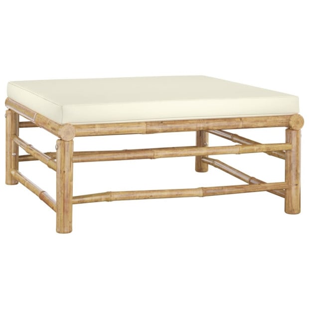 10 Piece Garden Lounge Set With Cream White Cushions Bamboo Image 7