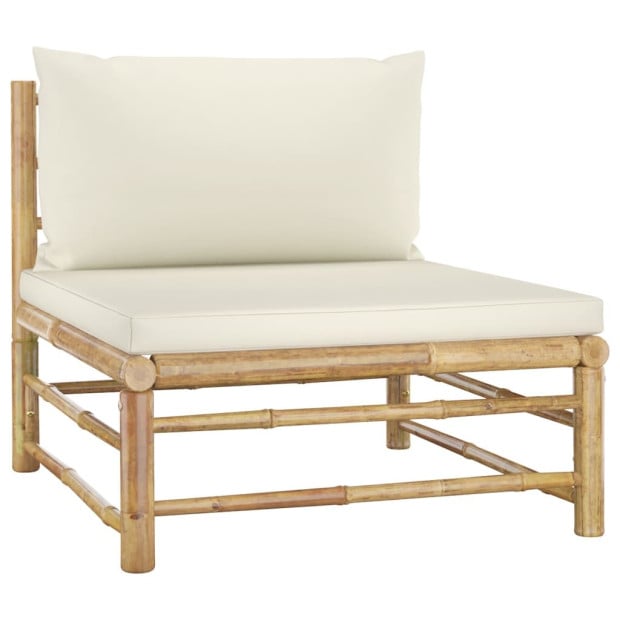 12 Piece Garden Lounge Set With Cream White Cushions Bamboo Image 5
