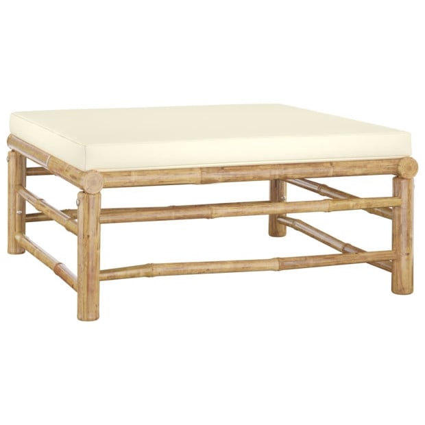 9 Piece Garden Lounge Set With Cream White Cushions Bamboo Image 7