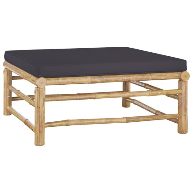 9 Piece Garden Lounge Set With Dark Grey Cushions Bamboo Image 9