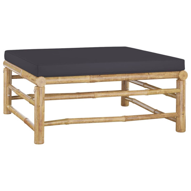 6pc Bamboo Garden Lounge Set With Cushions - Dark Grey Image 9