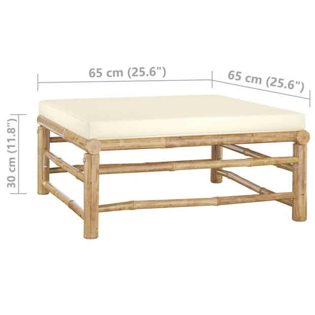 4 Piece Bamboo Garden Lounge Set With Cream White 2 Back Cushions Image 10