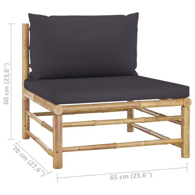 4 Piece Bamboo Garden Lounge Set With Dark Grey Cushions Image 9