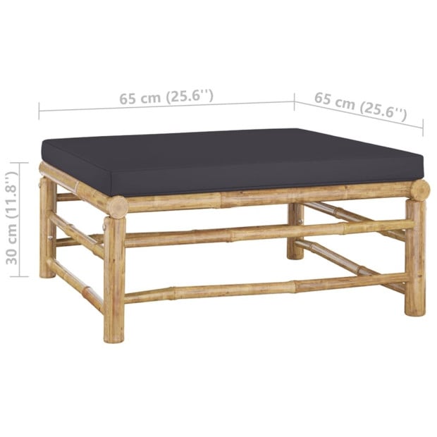 4 Piece Bamboo Garden Lounge Set With Dark Grey Cushions Image 10