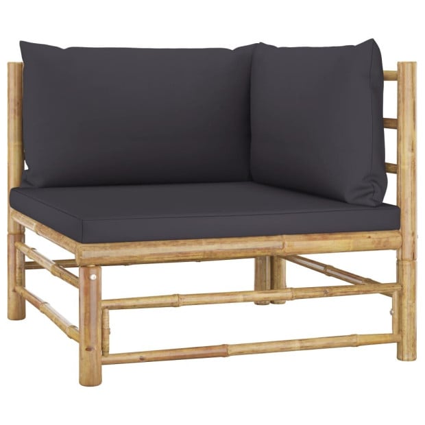 8 Piece Garden Lounge Set With Dark Grey 8 Back Cushions Bamboo Image 5