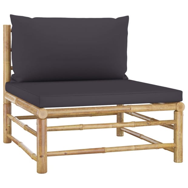 8 Piece Garden Lounge Set With Dark Grey 8 Back Cushions Bamboo Image 7