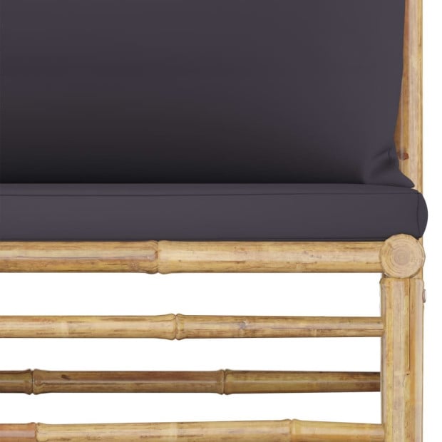 8 Piece Garden Lounge Set With Dark Grey 8 Back Cushions Bamboo Image 8
