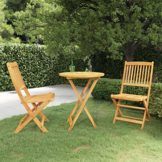 3 Piece Folding Garden Dining Set Solid Acacia Wood Image 2