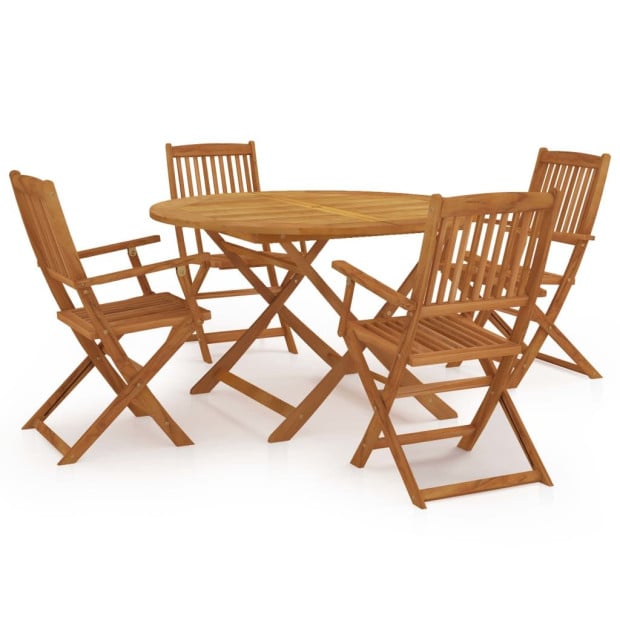 5 Piece Solid Acacia Wood Folding Garden Dining Set