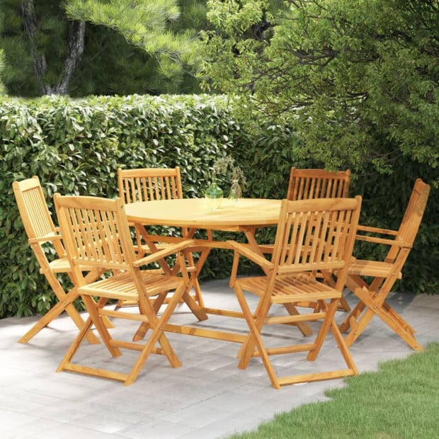 7 Piece Folding Garden Dining Set Solid Acacia Wood Image 2