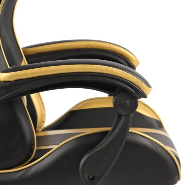Racing Chair With Footrest Black And Gold Faux Leather Image 5