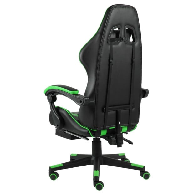 Racing Chair With Footrest Black And Green Faux Leather Image 4