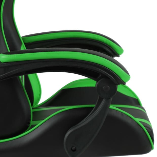 Racing Chair With Footrest Black And Green Faux Leather Image 5