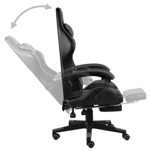 Racing Chair With Footrest Black And Grey Faux Leather Image 3