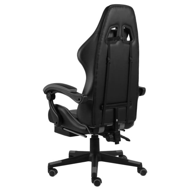 Racing Chair With Footrest Black And Grey Faux Leather Image 4