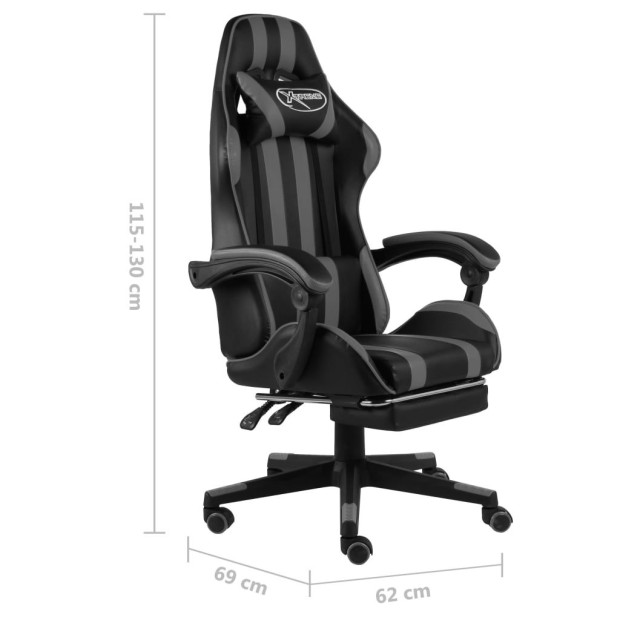 Racing Chair With Footrest Black And Grey Faux Leather Image 6