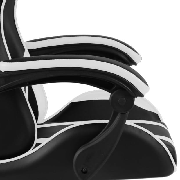Racing Chair With Footrest Black And White Faux Leather Image 5