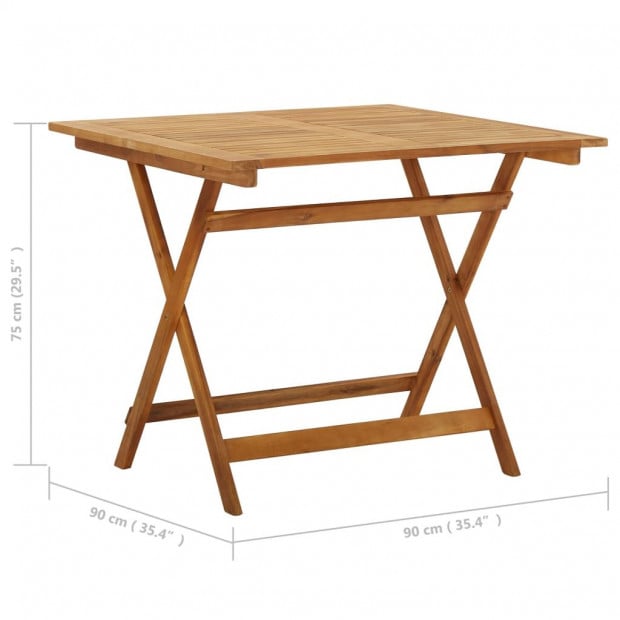 Folding Garden Table 90x90x75 Cm Solid Acacia Wood Image 9