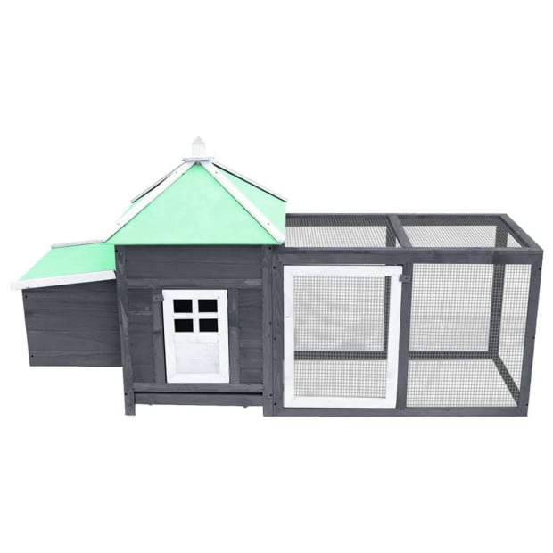 Chicken Coop With Nest Box Grey 193x68x104 Cm Solid Firwood Image 3