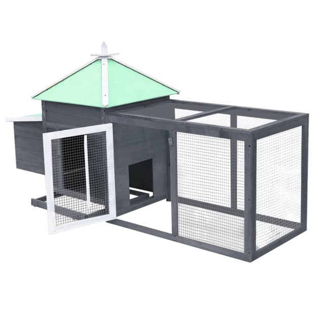 Chicken Coop With Nest Box Grey 193x68x104 Cm Solid Firwood Image 4