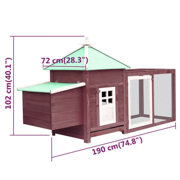 Chicken Coop With Nest Box Mocha 193x68x104 Cm Solid Firwood Image 6