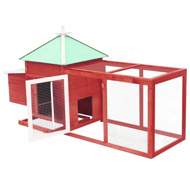 Chicken Coop With Nest Box Red 193x68x104 Cm Solid Firwood Image 4