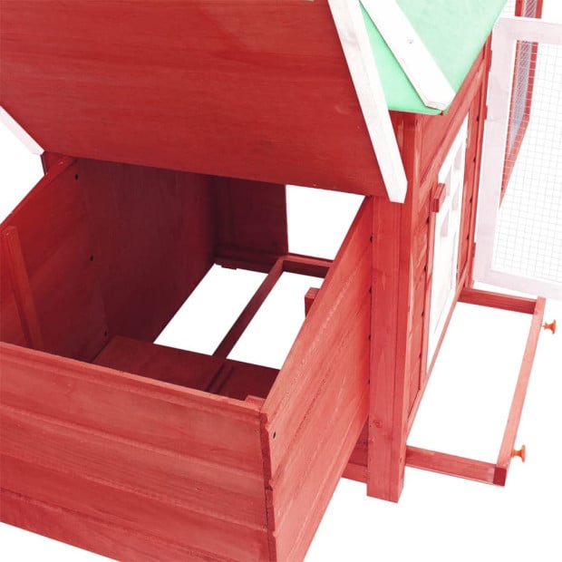 Chicken Coop With Nest Box Red 193x68x104 Cm Solid Firwood Image 5