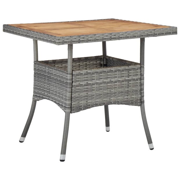 5 Piece Garden Dining Set Grey Poly Rattan And Acacia Wood Image 2